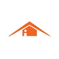 Orange House Icon with Minimalistic Roof Outline on White Background Representing Modern Home and Real Estate Concept vector