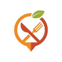 Healthy Eating Logo Featuring Fork, Spoon, and Leaf in Circular Design with Vibrant Colors vector