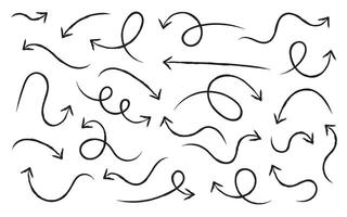 Hand drawn arrows with various twists and turns, Set of Arrow Grunge Routes line trace. perfect for creative projects and presentations. vector