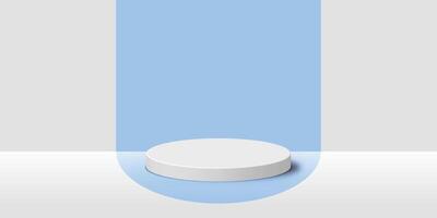 A white podium display product on a blue background vector