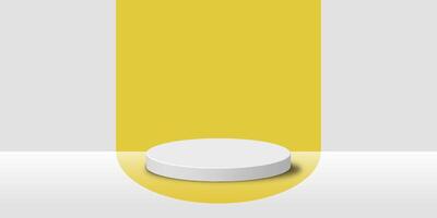 A white product display on a yellow background vector