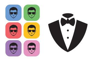 Man wearing tuxedo and sunglasses icon vector