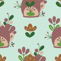 Seamless background with doodle elements. Elegant minimal-style floral pattern perfect for contemporary designs. vector