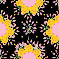 Seamless pattern with a bold ornamental herbal elements. vector