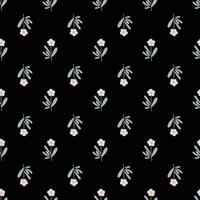 Seamless pattern with herbal elements on black bac.kground vector