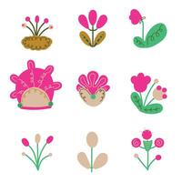 A vibrant collection of abstract, whimsical design elements bursting with playful shapes and vivid colors. vector