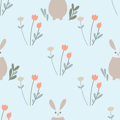 Seamless pattern with a cute Easter elements. Spring background for surface design.