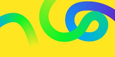 Abstract Colorful Swirls Gradient Curves, Yellow Background Design vector
