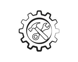 Gear, Hammer, Wrench Mechanical Engineering, Repair, Service, Tools vector