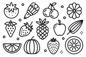 A simple Black and White Fruit Icons vector