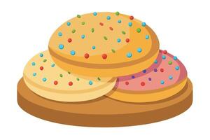 A Colorful Stack of Decorated Donuts Cookies, Perfect for a Dessert Theme. vector