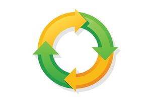 Circular Process Diagram with Green and Yellow Arrows vector