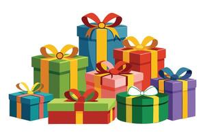 Colorful Gift Boxes Pile Up, Ready for Celebration vector