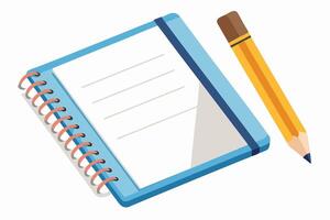 A colorful spiral-bound notebook with pencils, ready for creative writing. vector
