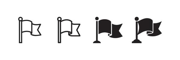 Minimalist Flag Icon Set Waving Flag Outline and Solid Illustration vector
