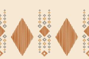 Ikat pattern brown cream color background ethnic oriental abstract. vector