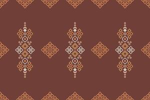 Fabric pattern ethnic design of brown color background decor. vector
