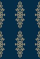 Ikat pattern geometric blue color ikat pattern with ethnic design art design. vector