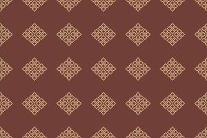 Ethnic pattern decor ethnic design of brown color background cross stitch. vector