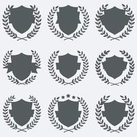 Set of laurel and shield vector