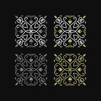 A set of lace square frames in art deco style, geometric Vintage tile patterns vector