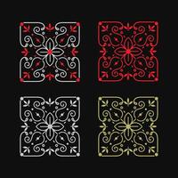 A set of lace square frames in art deco style, geometric outlines Vintage tile patterns vector