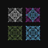 A lace square frames in art deco style, geometric Vintage tile patterns vector