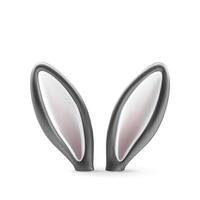 3D rabbit easter ears isolated on white. Render bunny grey ear with pink inner part. Easter holiday decor element. vector