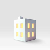 3d white house building isolated. Render apartment building icon symbol. Home life, office and business concept. Building and architecture. Real estate icon. vector