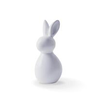 3D white ceramic easter bunny isolated. Render abstract rabbit icon porcelain. White chocolate bunny symbol. Easter holiday decor element. vector