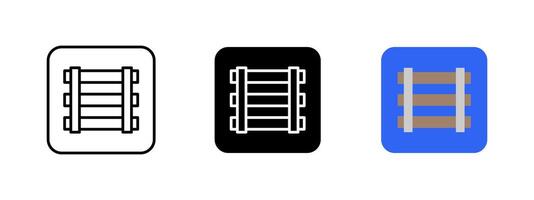Railway track icon. Symbol of rail transportation and infrastructure. Railroad route and transit connection indicator. Train travel and logistics pathway sign. vector