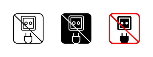 No electricity icon. Prohibited power connection illustration. Electrical restriction sign for safety precautions. Warning symbol for energy hazard prevention and controlled environments. vector