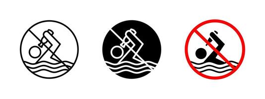 No swimming with alcohol icon. Water safety restriction sign prohibiting swimming under the influence. Warning symbol to prevent drowning and intoxication-related hazards in public water areas. vector