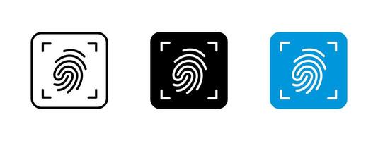 Fingerprint icon. Biometric authentication illustration. Security and identity verification symbol for digital access and personal identification. Cyber recognition pictogram. Touch sensor sign vector