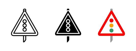Traffic light icon. Road signal illustration. Stop and go indicator for traffic control and safety. Transportation regulation pictogram. Urban intersection and driving caution sign. vector