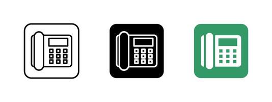 Telephone icon. Landline communication illustration. Office call device and classic wired phone symbol. Contact and telecom sign for business and network connections. vector