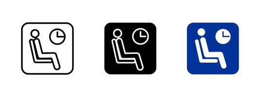 Waiting room icon. Passenger seating illustration. Rest and delay area symbol. Public lounge and terminal service sign for airports, stations and waiting areas. vector