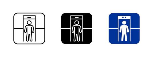 Metal detector icon. Security screening illustration. Entrance checkpoint and safety inspection symbol. Surveillance and detection sign for controlled access and protection systems. vector