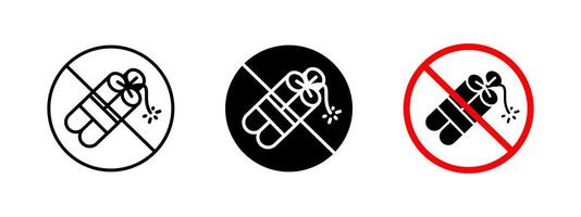 No explosives icon. Prohibited sign for preventing detonation and hazardous materials. Security warning symbol for public safety and law enforcement. Explosive restriction and anti-terrorism alert. vector