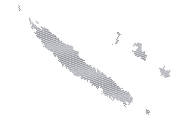 Stylized map of the New Caledonia made from honeycomb