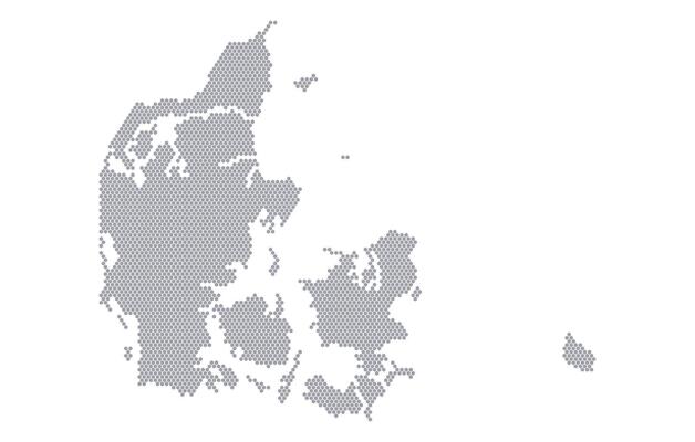 Stylized map of the Denmark made from honeycomb