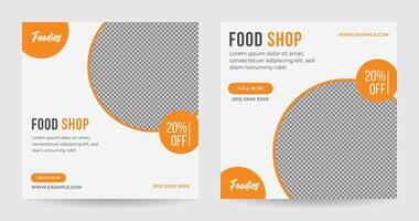 Food Shop social media post template. Set of Editable square banner template design for food post. Suitable for Social Media Post restaurant and culinary for post, web vector