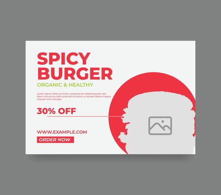Fast food restaurant menu social media marketing web banner template design. Pizza, burger and healthy food business online promotion flyer with abstract background. Sale cover.