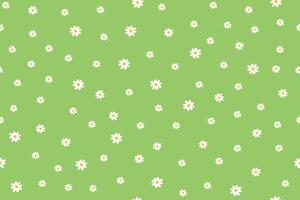 Nature seamless pattern of chamomiles on green background. Spring and summer concept. vector