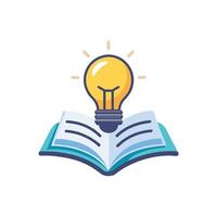 Bulb above a book.Knowledge concept. simple vector