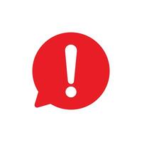 Speech bubble with exclamation mark. Red attention sign icon. Hazard warning symbol. illustration vector