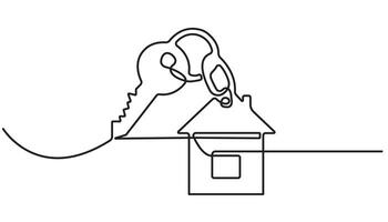 Continuous one line art drawing symbol of house keys, Real Estate Line Icon Design, Continuous One Line Drawing Real Estate Icons Concept. simple single vector