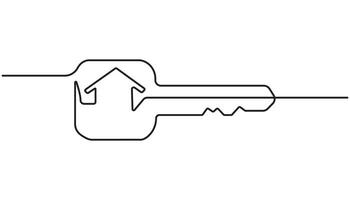 house keys, Real Estate Line Icon continuous one line drawing vector