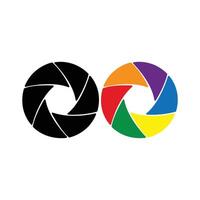 Camera shutter. Icon with reflection on white background vector