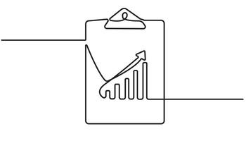 Continuous one line drawing of clipboard with statistics graph. One line drawing illustration of graph on clipboard. World statistics day concept line art vector